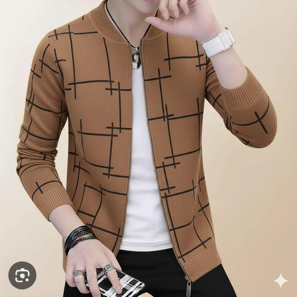 Men's Graphic Sublimation Fleece Jacket - 1 Pc Brown