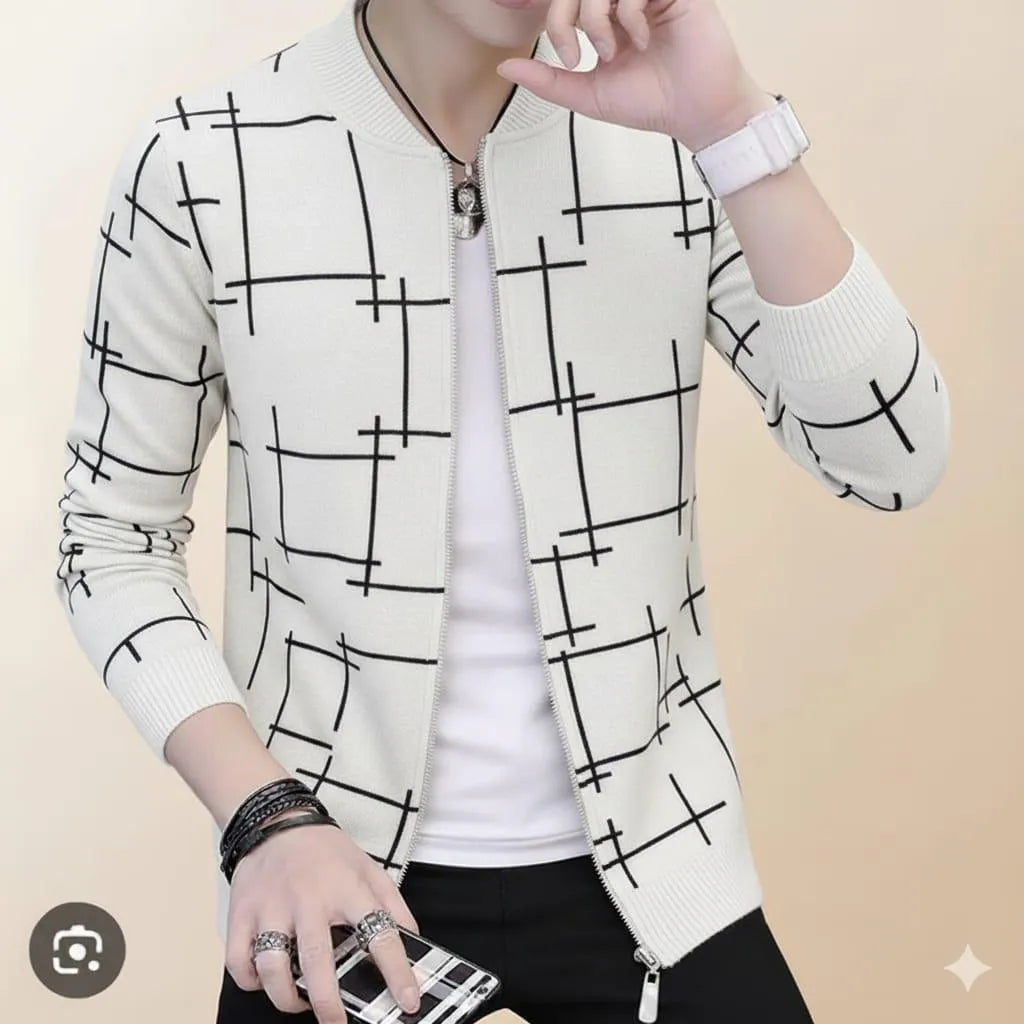 Men's Graphic Sublimation Fleece Jacket - 1 Pc White