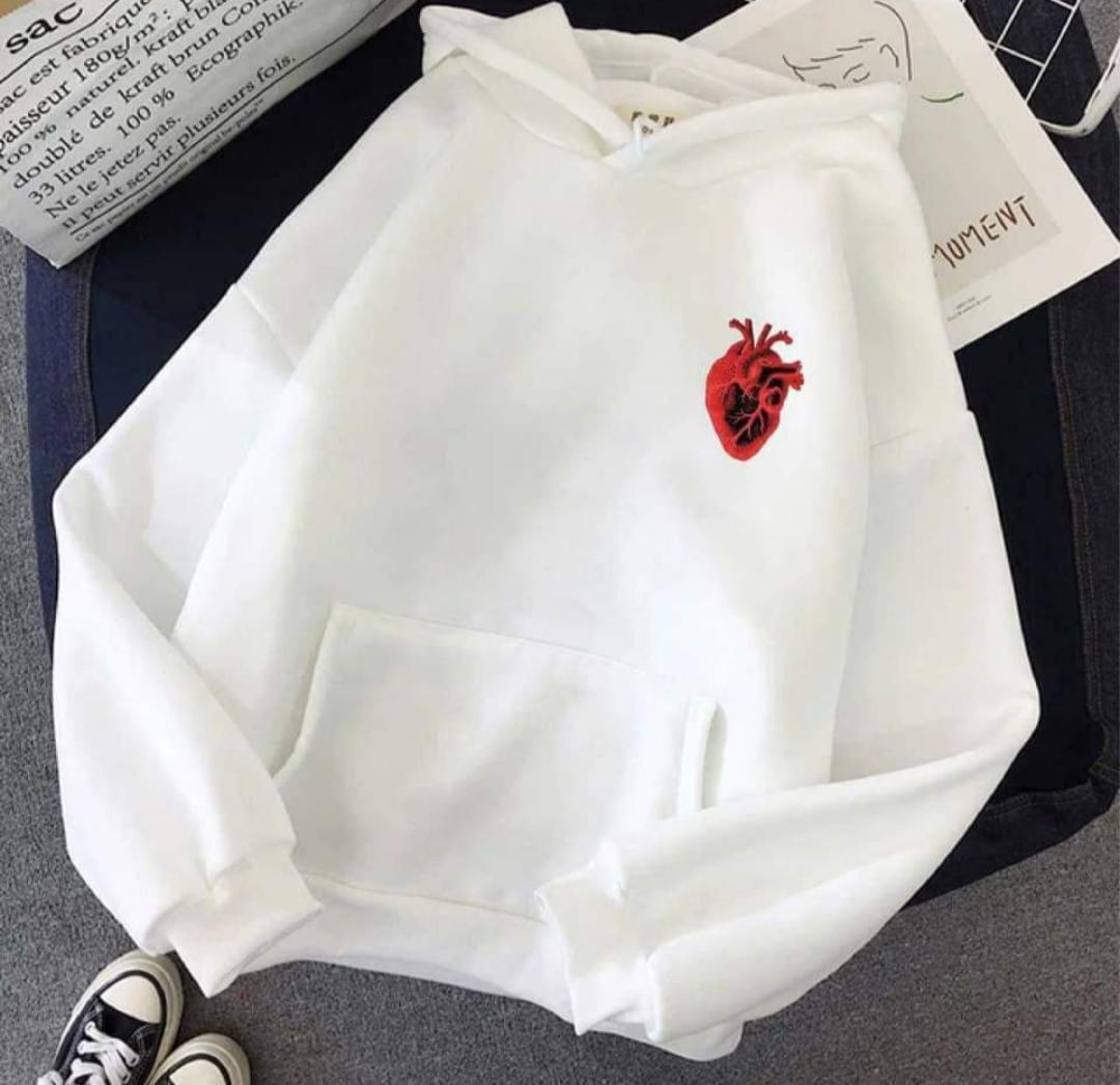 Men's Graphic Sublimation Hoodie - 1 Pc Polyester Fleece - White Heart